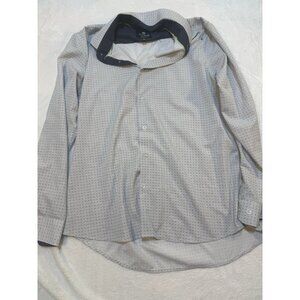 Tom Baine Performance Collection Shirt‎ White Geometric 4 Way Stretch XL 17-17.5